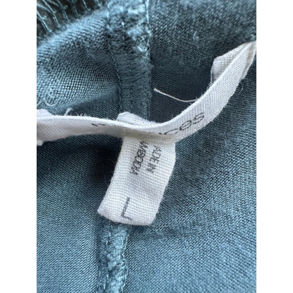 Teal Waterfall Draped Open Front Long Sleeve Cardigan Size L - Picture 4 of 7